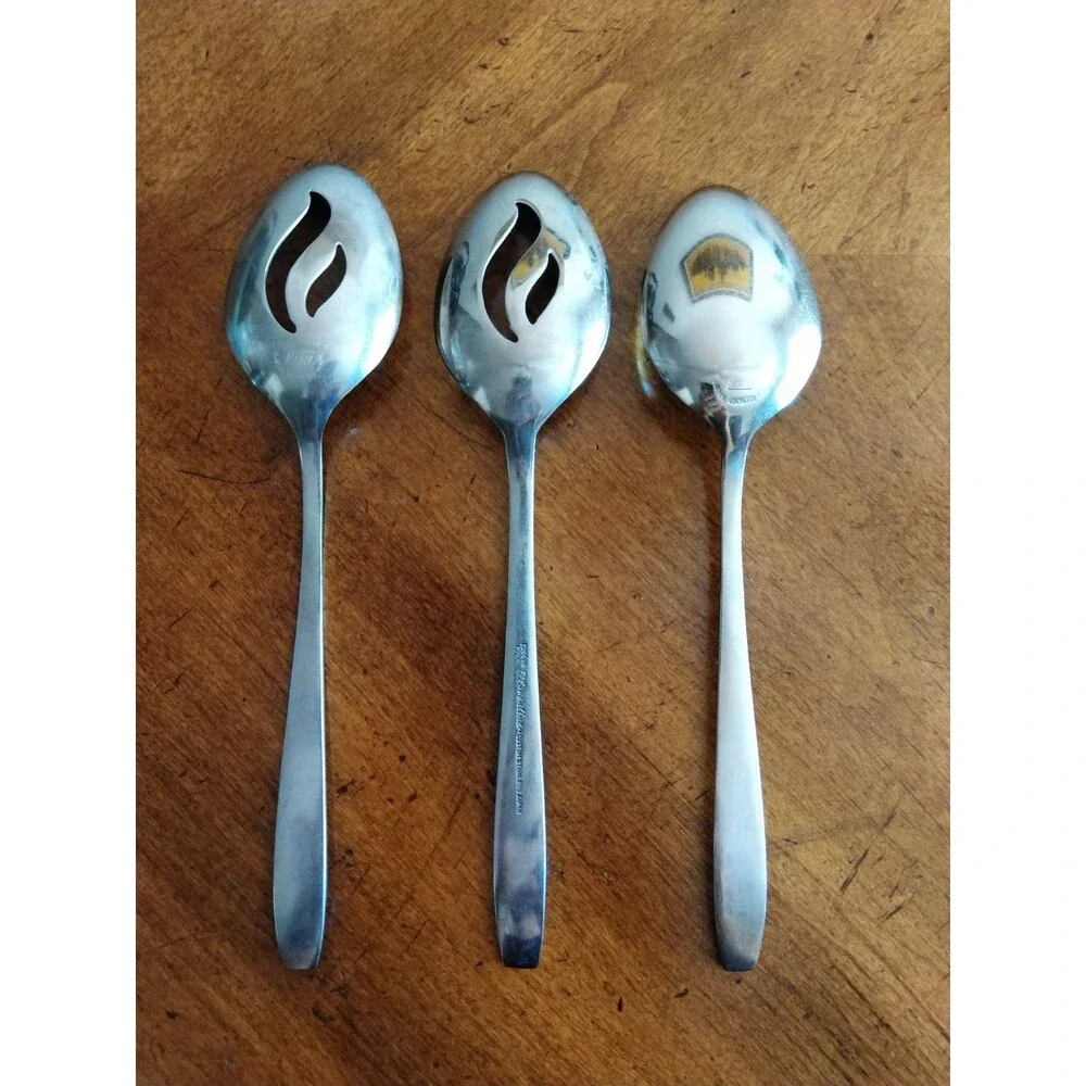 Vtg Lot 2x Grand Prix Florentine & 1x Epic EPS2 Black Swirl Design Serving Spoon